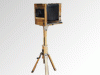 The Soviet Studio camera on a wooden tripod