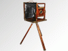 Vintage camera on tripod