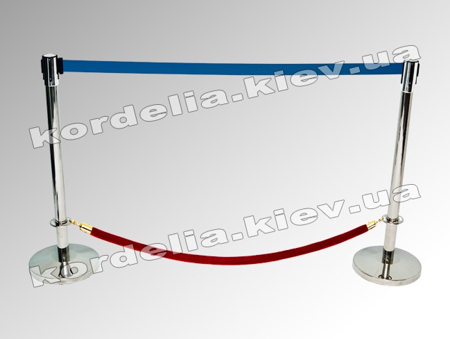 Fencing poles with blue tape and red rope